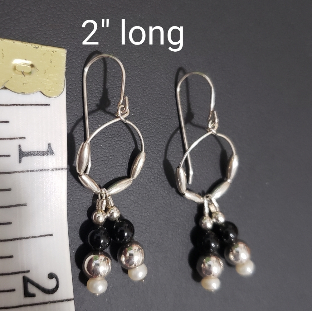 Sterling Silver And Black Onyx Earrings Handcrafted